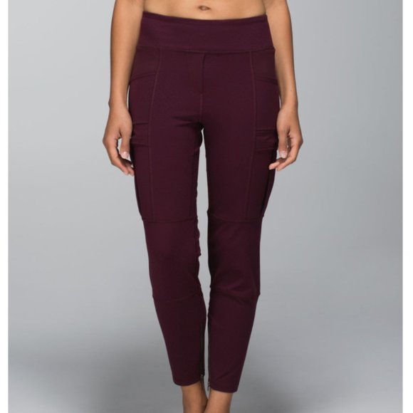 Lululemon Maroon Om & Roam Untight Tight Yoga Travel Athliesure Size 4 - Picture 13 of 14